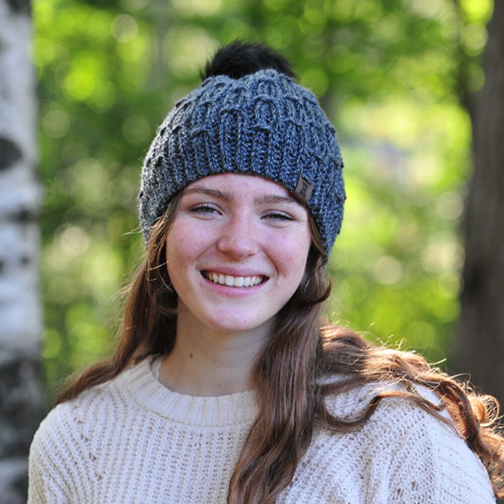 Handmade Dark Grey Cable Hat, Crochet Toque Made in Canada